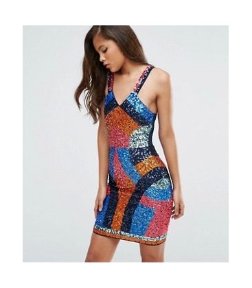 VESTIDO ADORNOS LENTEJUELAS