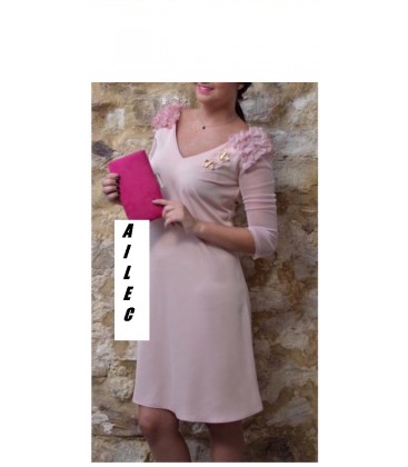 Vestido con mangas de tull diseño cayma